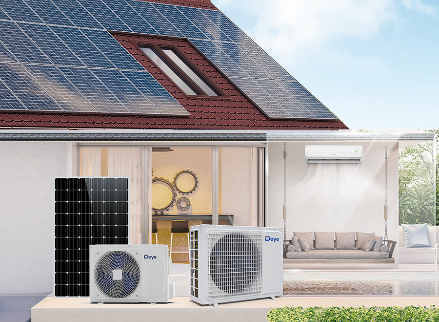 Deye hybrid AC DC solar air conditioner outdoor and indoor system application scene